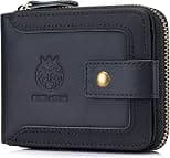 Genuine Leather Wallet for Men RFID Blocking Card Holder Wallet with Zipper Coin Pocket ID Window(Black) - Best Deal Finder