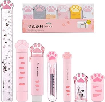 8 Piece Cute Cat Stationery Set, Pink on Amazon.ae - Price Tracker