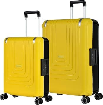 Eminent 2 Piece Luggage Set 20/28 Inches Polypropylene Hard Case Luggage Sets with 4 Double Spinner Wheels TSA Lock (Set of 2 (20/28), Yellow Black) على Amazon.ae - متتبع الأسعار