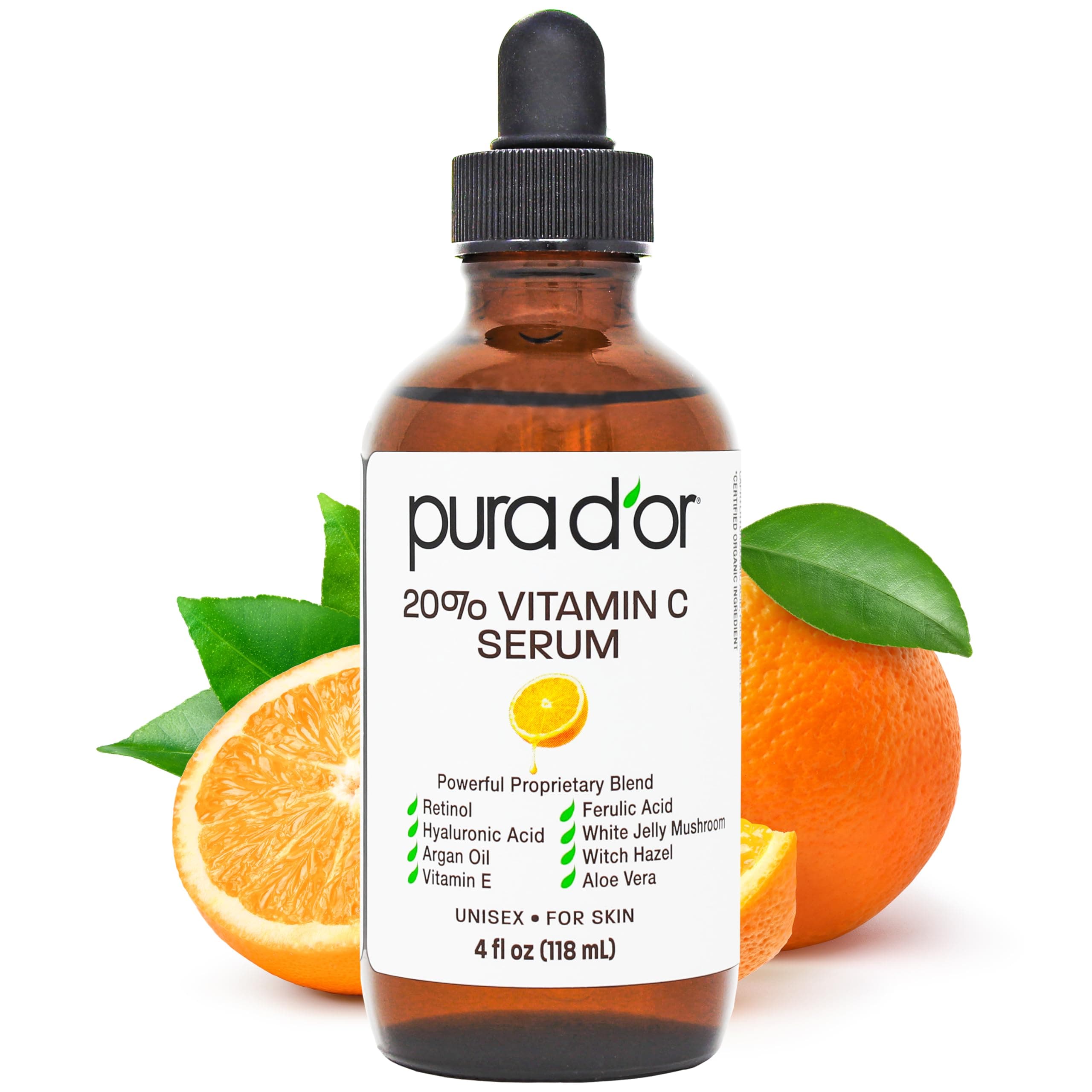 Pura D'Or 20% Vitamin C Serum With Hyaluronic & Ferulic Acid, Vitamin E, Argan Oil & Aloe Vera - 4 Fl. Oz. on Amazon.ae - Price Tracker