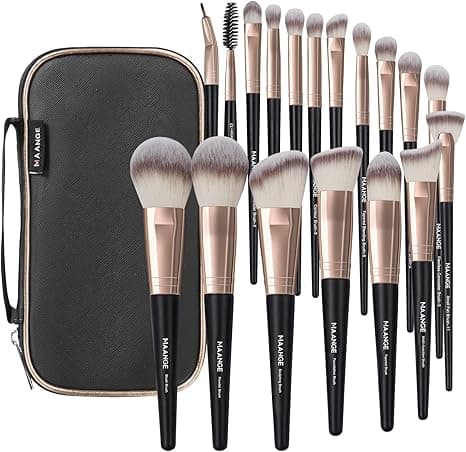 MAANGE Makeup Brushes with Case, 18 Pcs Professional Makeup Brush Set Premium Synthetic Face Kabuki Brush Kit Foundation Blush Powder Eyeshadow Brushes Set Christmas Gift（Coffee) on Amazon.ae - Price Tracker