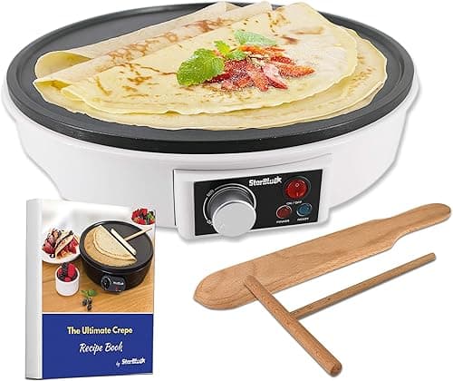 StarBlue 30.5cm Electric Pancake & Crepe Maker with FREE Recipes e-book and Wooden Spatula - AC 220-240V 50/60Hz 1000W on Amazon.ae - Price Tracker