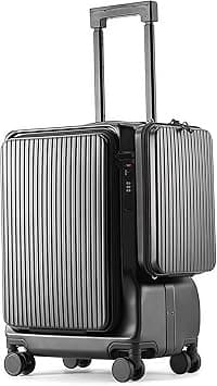 Skycare Carry On Luggage - Airline Lightweight Hardside Spinner Suitcase, USB Charging, Front Pocket, and Cup Holder (Gray-1) on Amazon.ae - Price Tracker