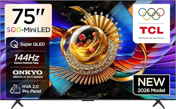 TCL 75Q7D Pro Television 75 Inch Smart TV 4K SQD-Mini LED Super Colorful Quantum High HDR Gaming Google TV, 144Hz Native Refresh Rate, ONKYO 2.1 Hi-Fi System, Dolby Atmos, Game Master (2026 Model) on Amazon.ae - Price Tracker