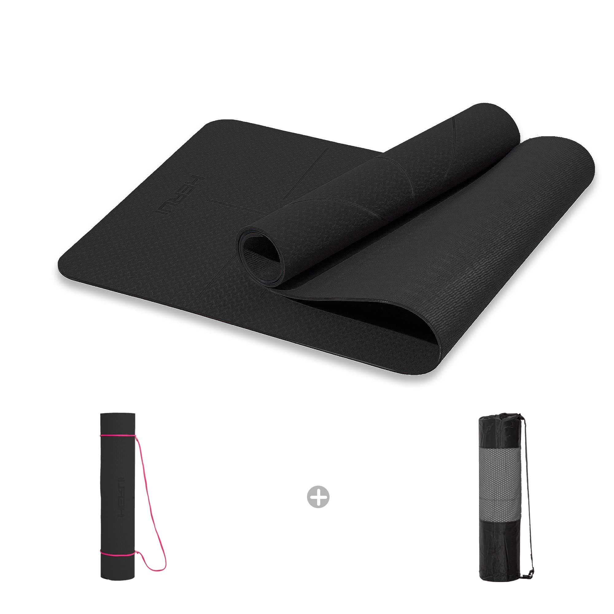 HERUI Yoga Mat Alignment Lines Anti-Slip Exercise Mat with Carrying Bag Fitness Mat for Pilates 183CM*61CM*6MM Thickness for Woman Man Beginners on Amazon.ae - Price Tracker