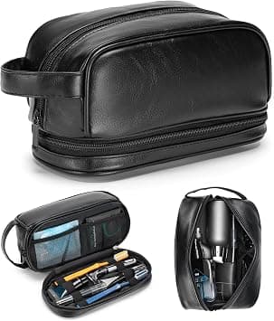 TSA Approved Toiletry Bag for Men pu Travel Essentials Shaving Dopp Kit Toiletries Organizer Case for Grooming Farther Day Gift Business Gym,Black on Amazon - Best Deal Finder