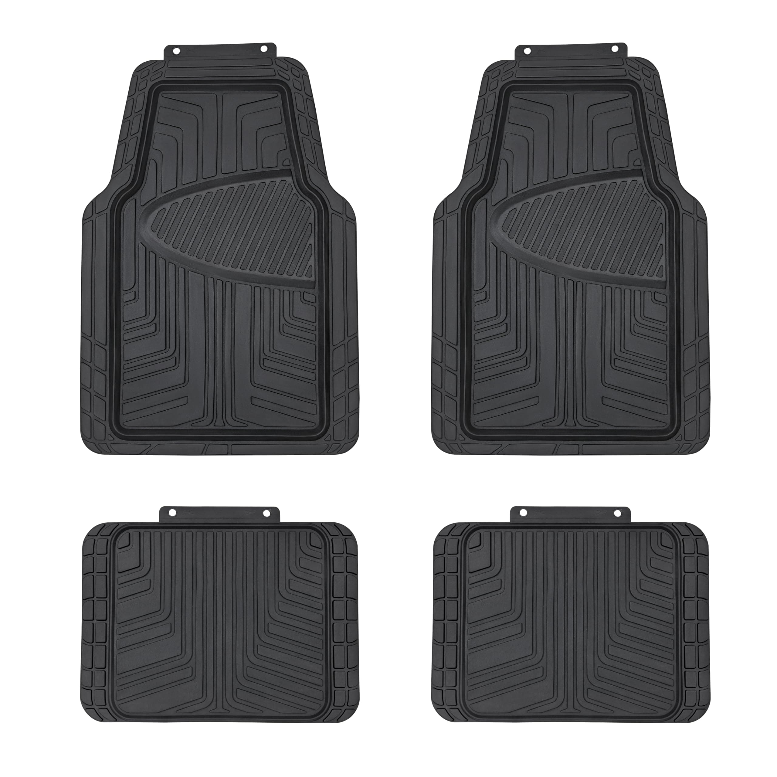 Amazon Basics 4-Piece Premium Rubber Floor Mat for Cars, SUVs and Trucks, All Weather Protection, Universal Trim to Fit, Black on Amazon.ae - Price Tracker