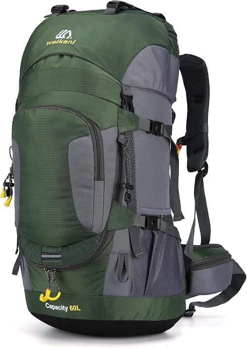 60L Hiking Backpack with Rain Cover Waterproof Lightweight Outdoor Travel Backpack Large Rucksack for Men Women High-Capacity Daypack for Hiking Trekking Camping Sport على Amazon.ae - متتبع الأسعار