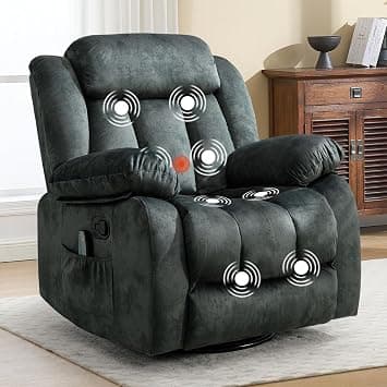 ANJ Classic Manual Swivel Rocker Recliner Chair with Massage and Heat, Rocking Recliners for Adults with Side Pocket, Single Overstuffed Heavy Duty Reclining Sofa Chair for Living Room,Bedroom,Grey on Amazon.ae - Price Tracker