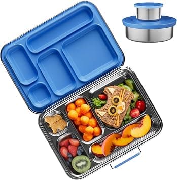 Bento Lunch Box for Kids: Leak-Resistant 304 Stainless Steel Lunch Boxs Containers - BPA-Free Bento Box for School, Picnics & Office (Deep Blue) على Amazon.ae - متتبع الأسعار