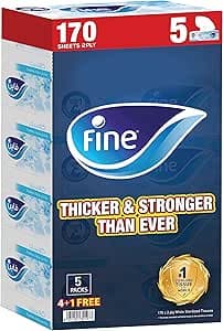 Fine Facial Tissue Boxes, 5 Packs of 170 Sheets x 2 Ply on Amazon.ae - Price Tracker