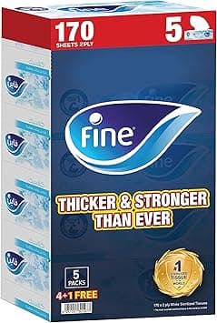 Fine Facial Tissue Boxes, 5 Packs of 170 Sheets x 2 Ply - Amazon.ae Price Tracker