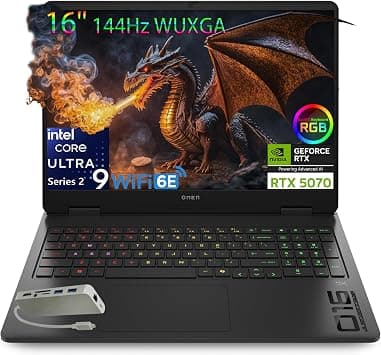 HP OMEN 16" 144Hz WUXGA Slim Gaming Laptop, Intel 16-Core Ultra 9 285H, GeForce RTX 5070 Computer, 32GB DDR5 RAM, 1TB PCIe SSD, AI Boost, WiFi 6E, RGB Backlit Keyboard, FHD Webcam, Windows 11 on Amazon.ae - Price Tracker