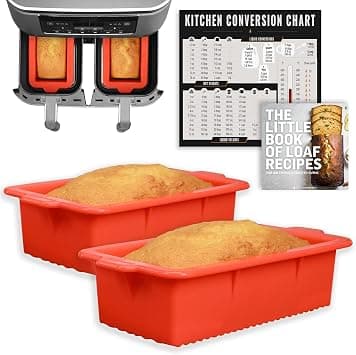 INFRAOVENS Air Fryer Silicone Loaf Pans for Ninja Foodi Dual Basket DZ201 8qt Baking Set, Non-Stick Cake Pan, Conversion Chart, Airfryer Bakeware for Double 2-Basket DualZone Airfryer, BPA Free by on Amazon.ae - Price Tracker