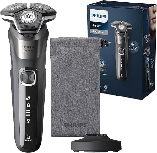 Philips Shaver Series 5000 - Wet & Dry Electric Shaver in Carbon Grey with 1 x Integrated Pop-up Trimmer, Soft Pouch, Protective Cap and Charging Stand (Model S5887/13) على Amazon.ae - متتبع الأسعار