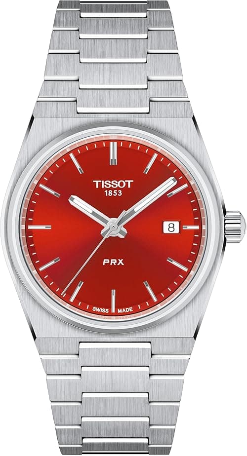Tissot PRX, Swiss Quartz Watch, Unisex, 35mm, Stainless Steel Case and Bracelet, Red Dial, T1372101142100 on Amazon.ae - Price Tracker