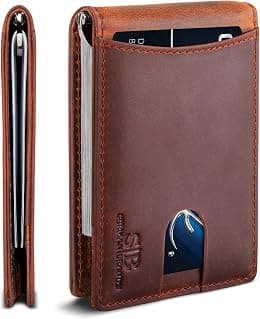 SERMAN BRANDS RFID Blocking Slim Bifold Genuine Leather Minimalist Front Pocket Wallets for Men with Money Clip Thin Gift - Best Deal Finder