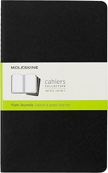 Moleskine 13 x 21 cm Cahier Journal Set 3 Notebooks with Plain Pages, Cardboard Cover and Visible Cotton Stitching - Black - متتبع أسعار Amazon.sa