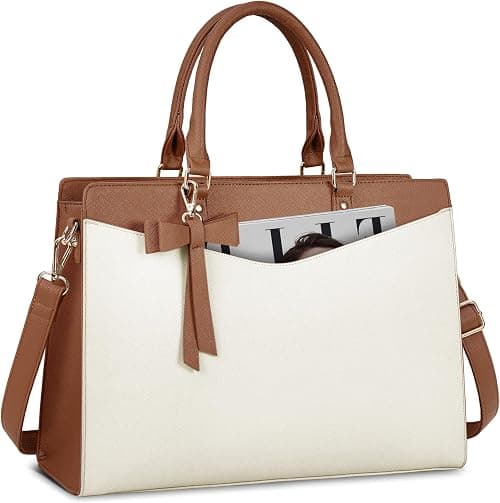 Laptop Bag for Women 15.6 Inch Waterproof PU Leather Tote Bag Business Office Work Bag Briefcase Computer Tote Bag on Amazon.ae - Price Tracker