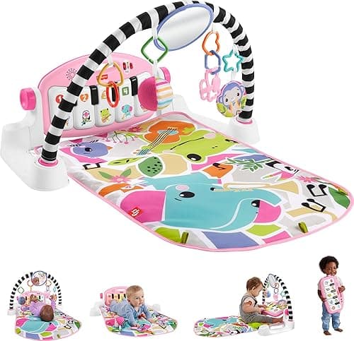 Fisher-Price Baby Activity Mat Glow and Grow Kick & Play Piano Gym, Portable Musical Toy with Smart Stages Learning, Ages 0+ Months, Pink on Amazon.ae - Price Tracker