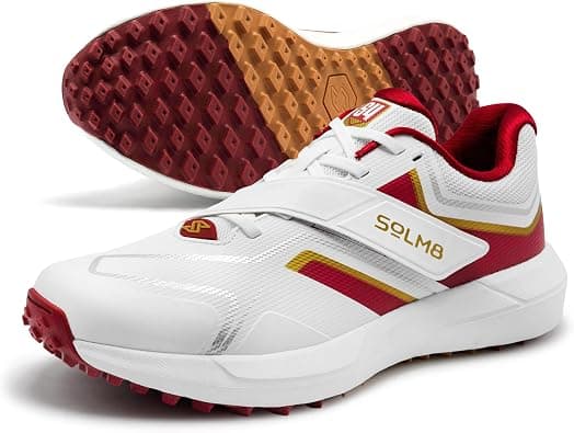 SOLM8 S4 Cricket Shoes for Men & Women - FlexSkin Seamless Upper, Diagonal Strap, Wider Toe Box with Advanced Cushioning for Turf & Field Sports on Amazon.ae - Price Tracker