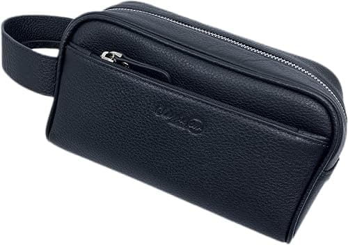 Leather Travel Toiletry Bag, Hand Bag, and Clutch Bag for Men and Women – Waterproof Travel Organizer, Spacious Cosmetic Case & Dopp Kit for Shaving, Makeup & Grooming Essentials on Amazon - Best Deal Finder