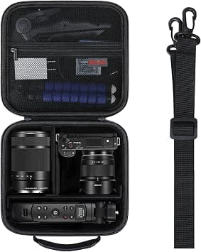 Elonbo Case for Sony ZV-E10/ ZVE10 II/Alpha 6700/ A6400/ A6100/ A7 Camera | Sony ZV-E10/ZVE10 II/ Alpha 6700/A6400/A6100 Mirrorless Camera Carrying Case, Lens Accessories Hard Travel Storage Bag, Black on Amazon.ae - Price Tracker
