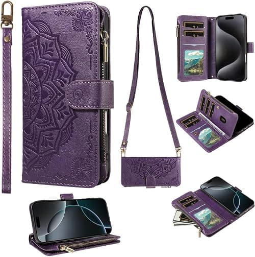 Zipper Crossbody Wallet Wristlet Phone Case for Motorola Moto G67/G77 5G,PU Leather Embossing Mandala Flower Magnetic 9 Card Holders Pocket Cover All-Round Shockproof Bumper on Amazon.ae - Price Tracker