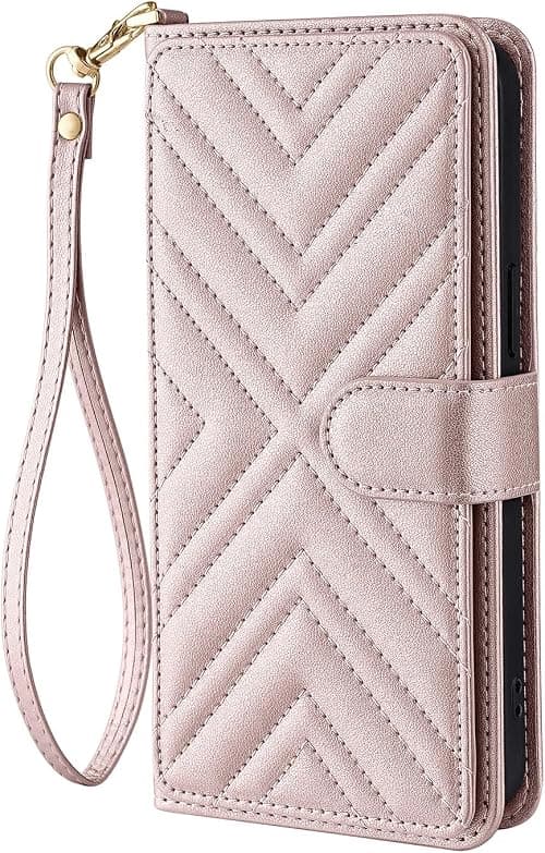 Sawiqpd for Motorola Moto G67 / G77 Wallet Phone Cover, PU Leather Folio Flip Case with 6 Card Slots Kickstand Magnetic Shockproof Protective Case for Moto G67 / G77 5G with Wrist Strap, Rose Gold on Amazon.ae - Price Tracker