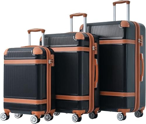 Hard Shell Suitcase 3 Piece,Travel Luggage Sets 20"+24''+28", Expandable Hardside Luggages Spinner Suitcase With Spinner Wheels & Tsa Lock,Hard Luggage Set For Women Men على Amazon.ae - متتبع الأسعار