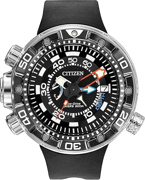 Citizen Men's Eco-Drive Promaster Sea Aqualand Depth Meter Watch in Stainless Steel with Black Polyurethane Strap on Amazon.ae - Price Tracker
