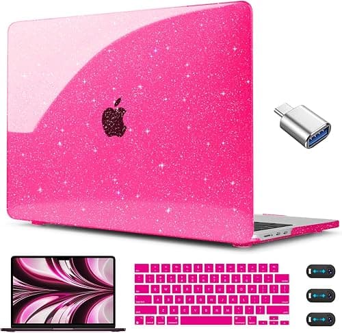 CISSOOK Compatible with MacBook Air 13.6 inch Case Glitter 2024 2023 2022 A3113 M3 A2681 M2 Chip, Sparkly Bling Plastic Hard Shell Case for MacBook Air 13.6" with Touch ID, Rose Red Glitter على Amazon.ae - متتبع الأسعار