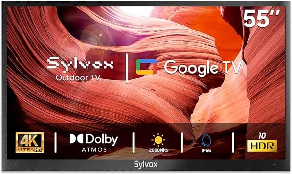 SYLVOX Outdoor TV, 55 Inch Smart TV, 4K UHD 2000 Ultra Bright, Partially Sunlight Readable for Outdoor Use, IP55 Waterproof TV, Dolby Atmos, Built-in Google Assistant, Screencast (2024, Pool Pro 2.0) on Amazon.ae - Price Tracker