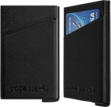 CODE 118 Bi-Fold Leather Case | Slim Minimalist Pop Up Wallet Case for Men | Compact Card & Cash Holder Compatible with Accessories | Full-Grain Leather sleeve, Black Onyx, 0.35 x 2.4 x 3.9 inches on Amazon.ae - Price Tracker
