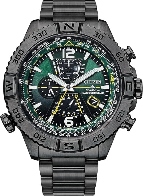 Citizen Men's Eco-Drive Promaster Navihawk A-T Watch, Green Dial, Gray Stainless Steel Bracelet, Atomic Timekeeping (Model: AT8227-56X) on Amazon.ae - Price Tracker