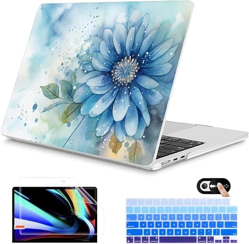 Mektron for 2026 MacBook Air 13-inch M5 Laptop Case A3449 with 13.6-inch Liquid Retina Display Fits 2025 A3240 M4 2024 A3113 M3 2023 A2681 M2 Shell for MacBook Air 13.6", Watercolor Blue Flower على Amazon.ae - متتبع الأسعار