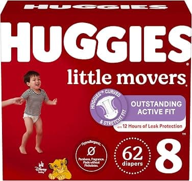 Huggies Size 8 Diapers, Little Movers Baby Diapers, Size 8 (46+ lbs), 62 Count - Best Deal Finder