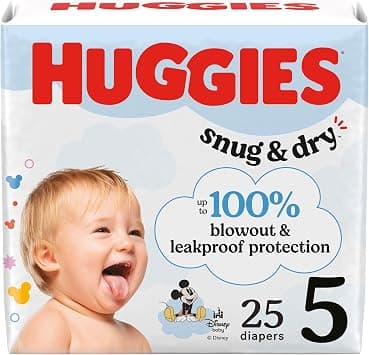 Huggies Size 5 Diapers, Snug & Dry Baby Diapers, Size 5 (27+ lbs), 25 Count, Packaging May Vary - Best Deal Finder