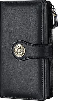 Travelambo Womens RFID Blocking Large Capacity Luxury Waxed Genuine Leather Clutch Wallet Multi Card Organizer on Amazon.ae - Price Tracker