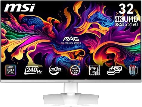 MSI MPG 321URXW QD-OLED Gaming Screen 31.5 Inches 4K UHD – Quantum Dot OLED Panel 3840 x 2160, 240Hz – 0.03ms, 99 Purcent DCI-P3, DisplayHDR True Black 400, KVM, RGB – DP 1.4a, HDMI 2.1, USB Type-C على Amazon.ae - متتبع الأسعار
