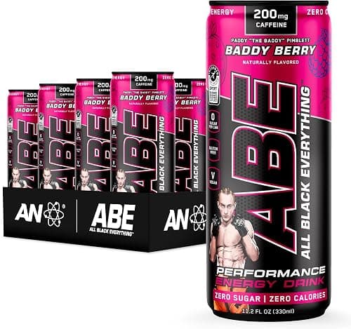 ABE all black everything Sugar Free Energy Drink | Baddy Berry | 0 Calories | 12 Pack | 200mg Natural Caffeine | Pre-Workout Sport Drink for Men and Women on Amazon.ae - Price Tracker