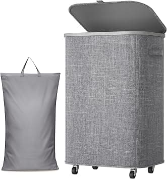 Lifewit Laundry Basket with Lid, Large Laundry Hamper with Wheels and Removable Inner Bag, Tall Collapsible Washing Basket for Bedroom, Bathroom or Utility Room, 85L, Light Grey on Amazon.ae - Price Tracker