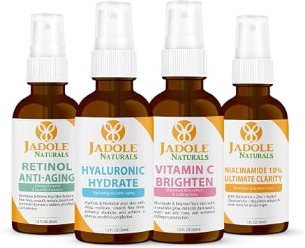 Jadole Naturals Quartet Anti- Aging Serum Set (Each 30ml) | Vitamin C, Retinol, Niacinamide & Hyaluronic Acid | Boosts Brightness, Fights Aging, Hydrates, Enhances Skin Clarity & Moisturizes Skin on Amazon.ae - Price Tracker