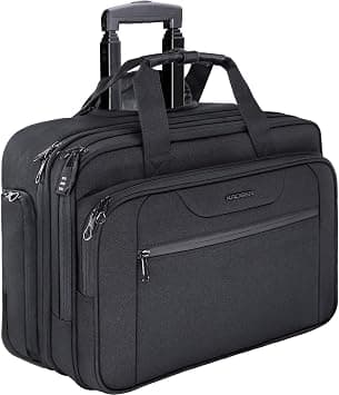 KROSER Rolling Laptop Bag Premium Wheeled Briefcase Fits Up to 17.3 Inch Laptop Water-Proof Overnight Roller Case Computer Bag with RFID Pockets for Travel/Business/School/Men/Women-Black | Multi-compartments,silent wheels, fits airline overhead bins for overnight business trips on Amazon.ae - Price Tracker