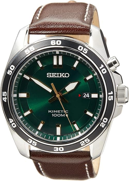 Seiko Herren-Uhr Kinetik Edelstahl mit Lederband on Amazon.ae - Price Tracker