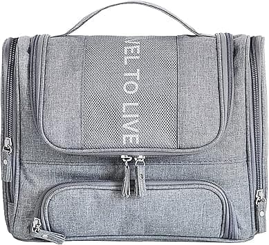 Hanging Toiletry Bag, Upgraded Hanging Travel Organizer Kit Full Sized Water-resistant Makeup Cosmetic Bag Large Capacity Storage Bag for Accessories, Shampoo, Full Sized Container, Toiletries (Gray) - Amazon.ae Price Tracker