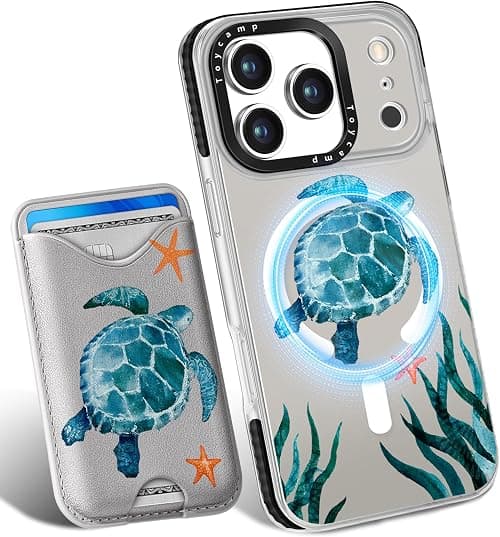 Toycamp for iPhone 17 Pro Max Case - Compatible with Magsafe Credit Card Holder Wallet Magnetic Cute Women Teen Girls Kawaii Girly Unique Turtle Design Phone Cover for Apple 17 Promax on Amazon.ae - Price Tracker