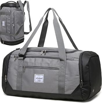 Laripwit Travel Duffle Bag for men 40L Medium Sports Gym Bag with Wet Pocket & Shoes Compartment Weekender Overnight Backpack for Traveling Duffel Bag Backpack for Women, Gray على Amazon.ae - متتبع الأسعار