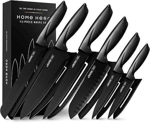 Home Hero Knife Set with Knife Sharpener - Sharp Kitchen Knife Set - Knife Block Chef's Knife Set Stainless Steel Knife Set on Amazon.ae - Price Tracker