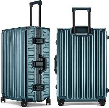 ROAMING Zipperless Luggage 26 Inch with Aluminum Frame, Checked-Large Lightweight 3-Layer PC Hard Shell Suitcase with Spinner Wheels, Metal Travel Luggage with Three TSA Locks, Dark Night Green - Best Deal Finder
